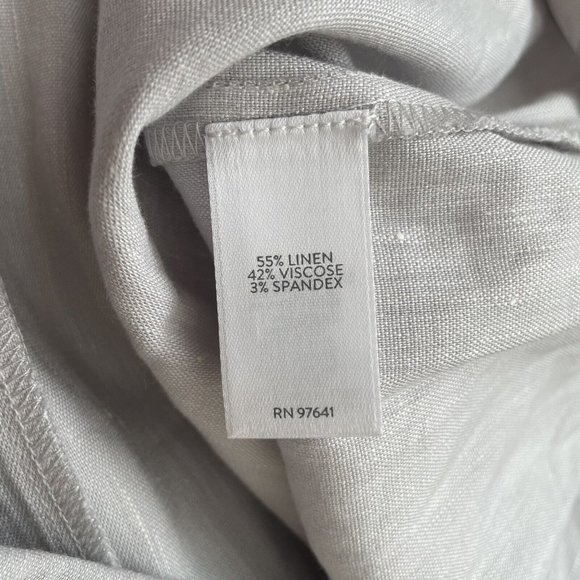 J Jill Pants Womens Medium Petite Light Grey Cropped Linen Stretch Button Detail - Picture 7 of 13